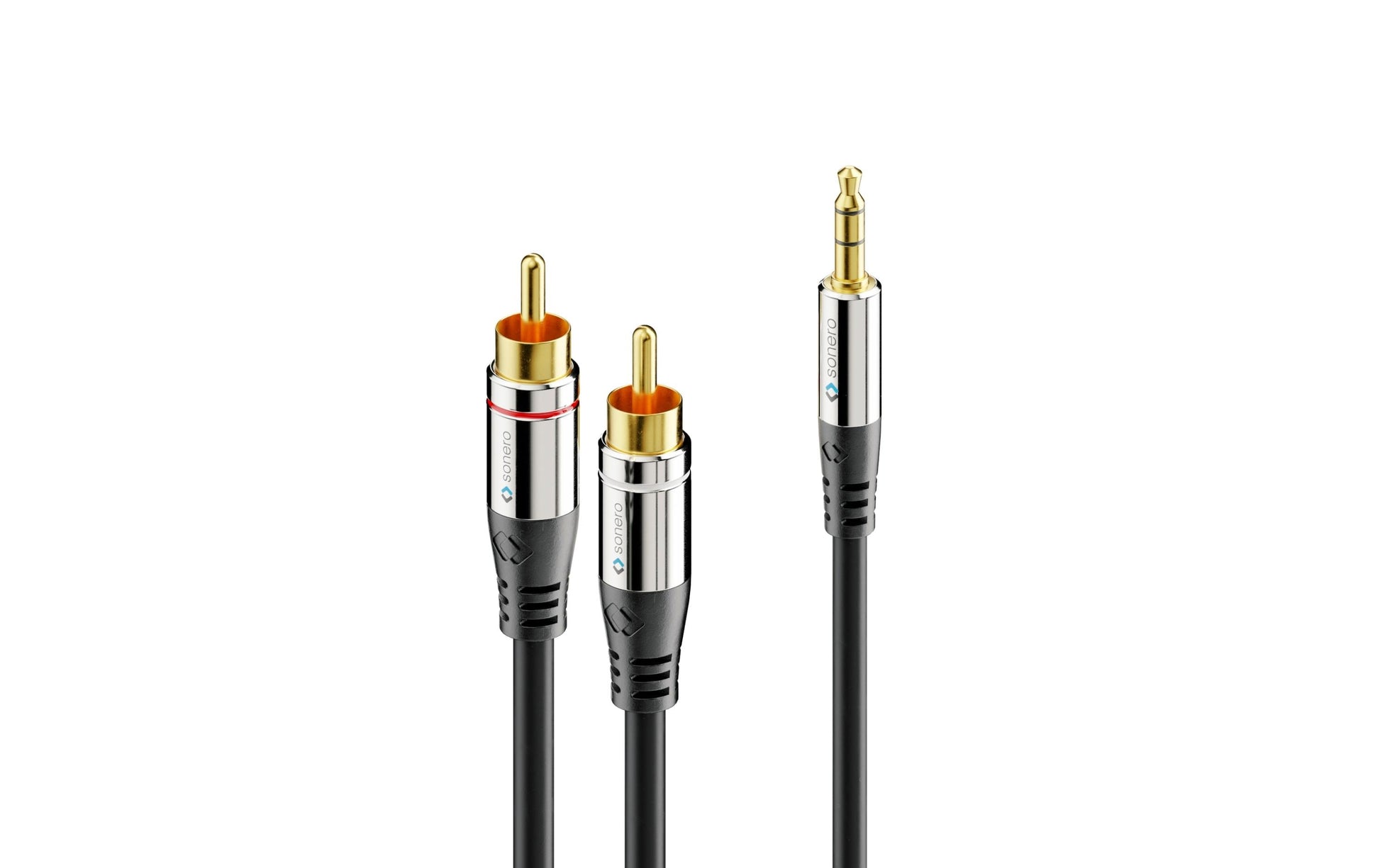 Sonero 3,5-mm-auf-2×-Cinch-Adapterkabel – Stecker-zu-Stecker – 1 m, vergoldete Stecker