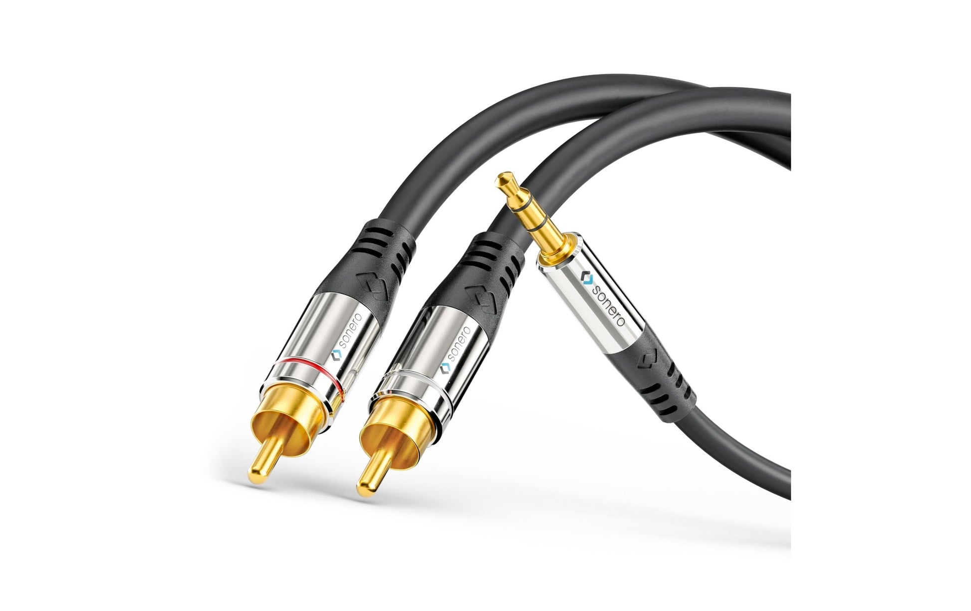 Sonero 3,5 mm auf 2× Cinch Adapterkabel – 3,5 mm Klinkenstecker zu 2× Cinchstecker – 7,5 m, vergoldete Stecker