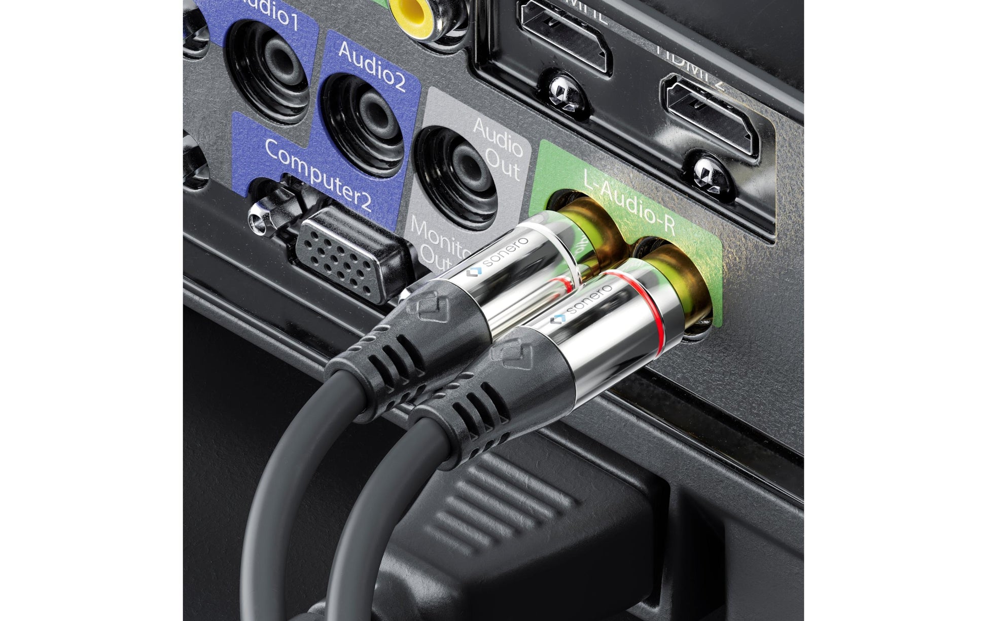 Sonero 3,5 mm auf 2× Cinch Adapterkabel – 3,5 mm Klinkenstecker zu 2× Cinchstecker – 7,5 m, vergoldete Stecker