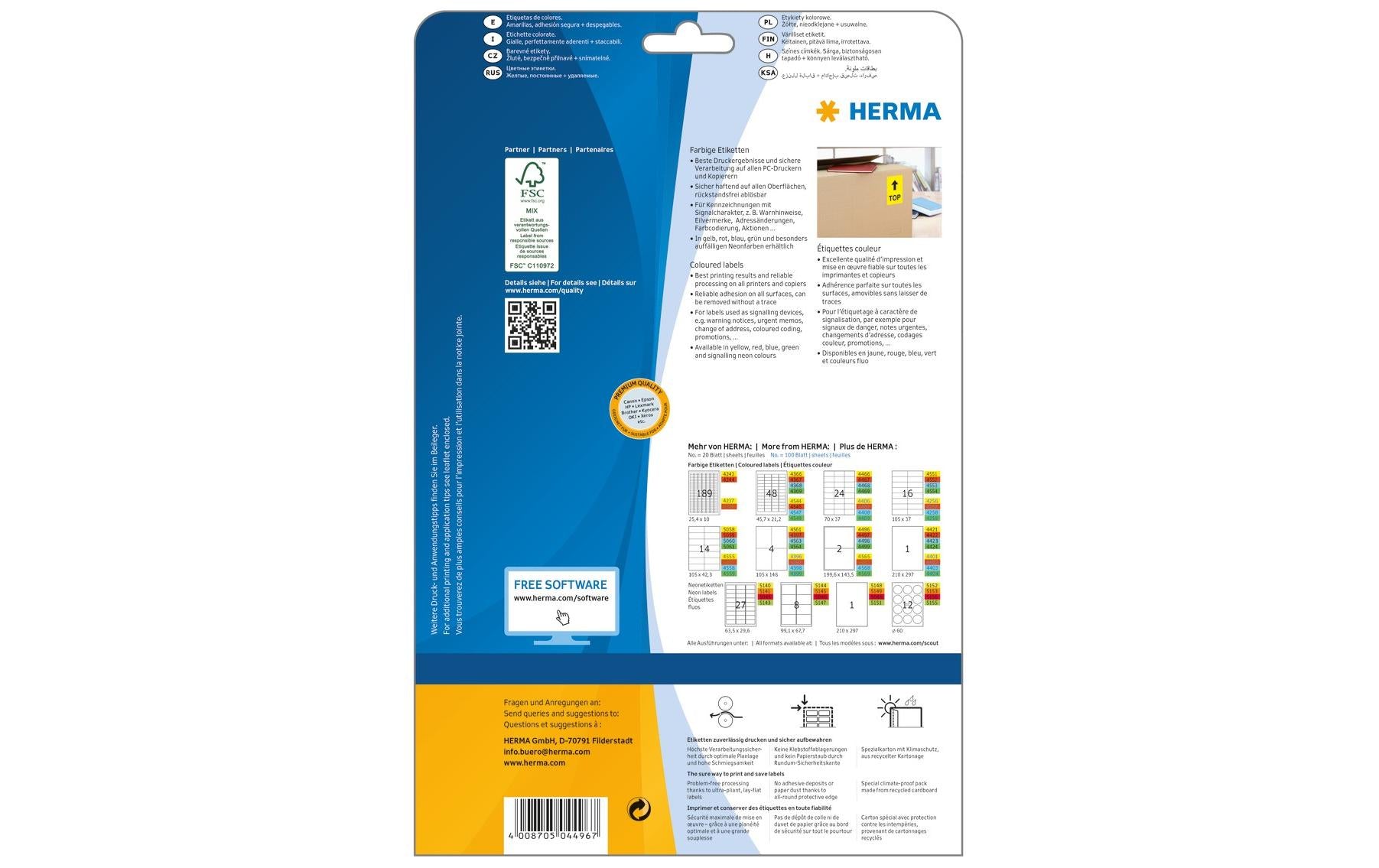 HERMA Schuletiketten – 199,6×143,5 mm, Abgerundete Ecken, 40 Stk, 20 Bogen, Papier, Ablösbar