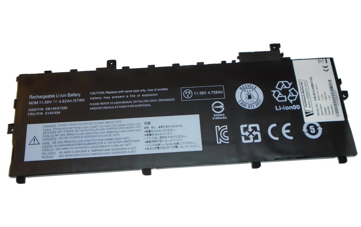 Vistaport Notebook-Akku – für ThinkPad X1 Carbon (5. Gen.) – 57 Wh, 11,52 V (3 Zellen) – Schwarz
