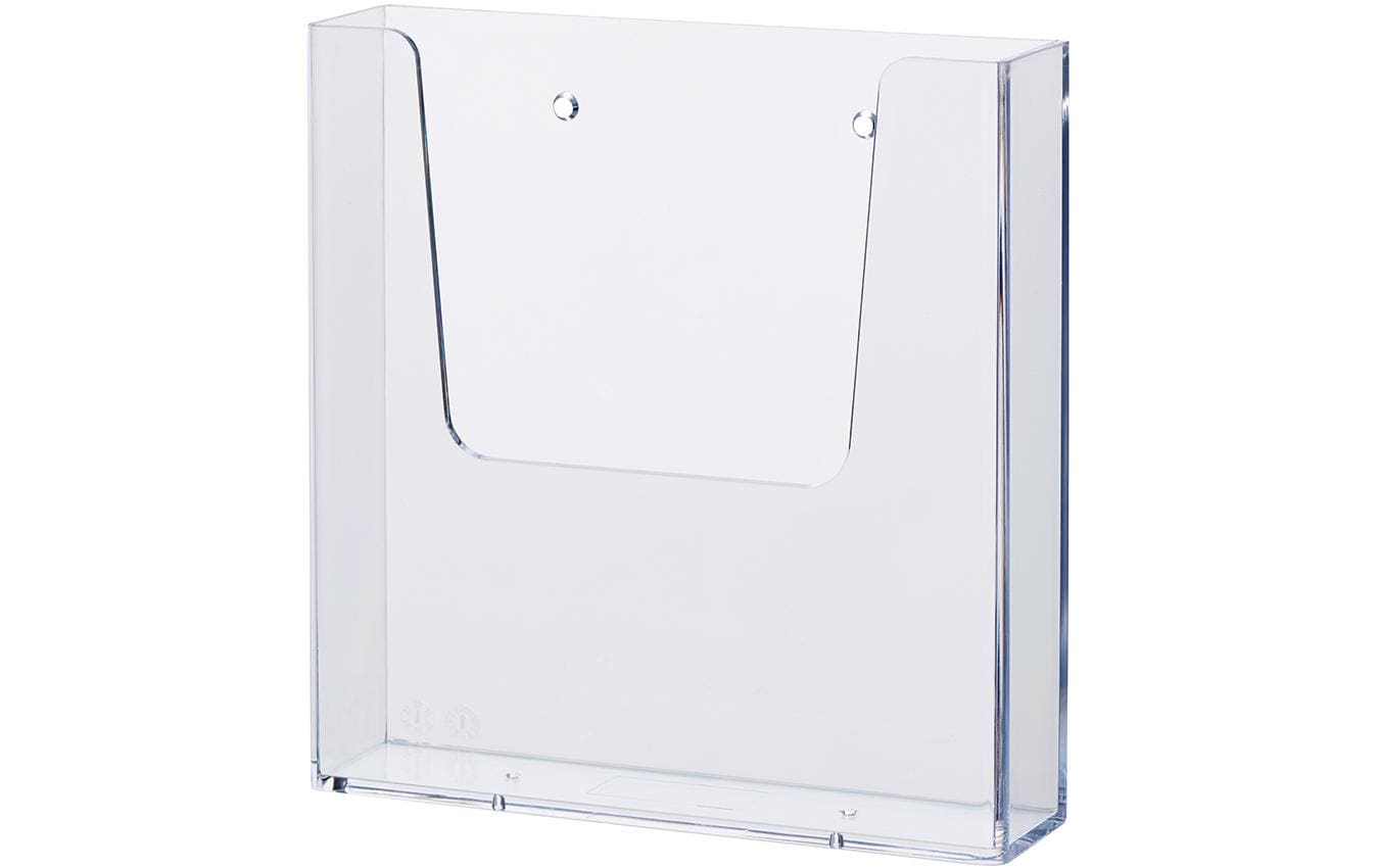 Helit Wandprospekthalter – 162 × 166 mm, transparent, Kunststoff, für A5