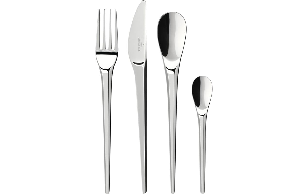 Villeroy & Boch New Moon Tafelbesteck – Edelstahl 18/10, Silber, spülmaschinenfest, 24 Stk.