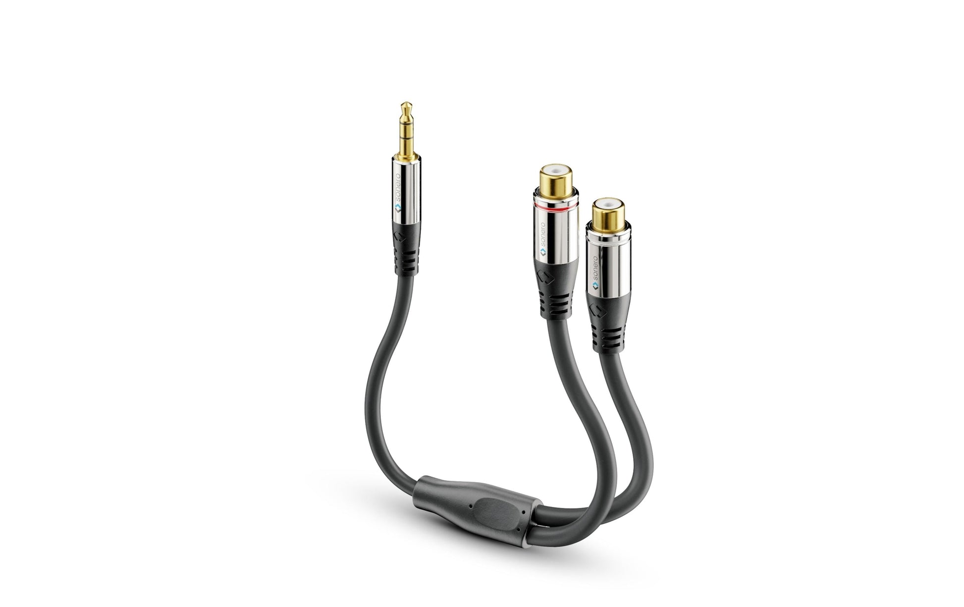 Sonero 3,5 mm auf 2× Cinch Adapterkabel – Stecker zu Stecker – 0,25 m, vergoldete Stecker