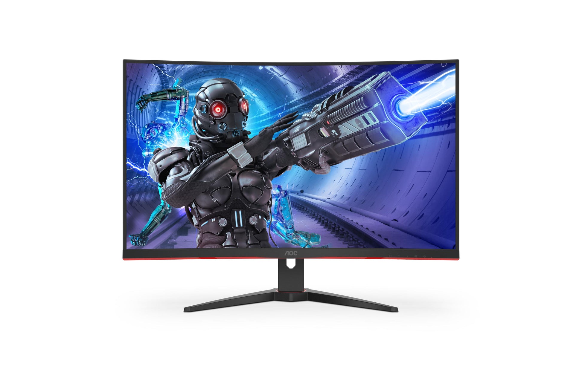 AOC C32G2ZE/BK – Monitor, 31,5", VA, 240 Hz, 300 cd/m², Gebogen, FreeSync, VESA 100 × 100, Rot