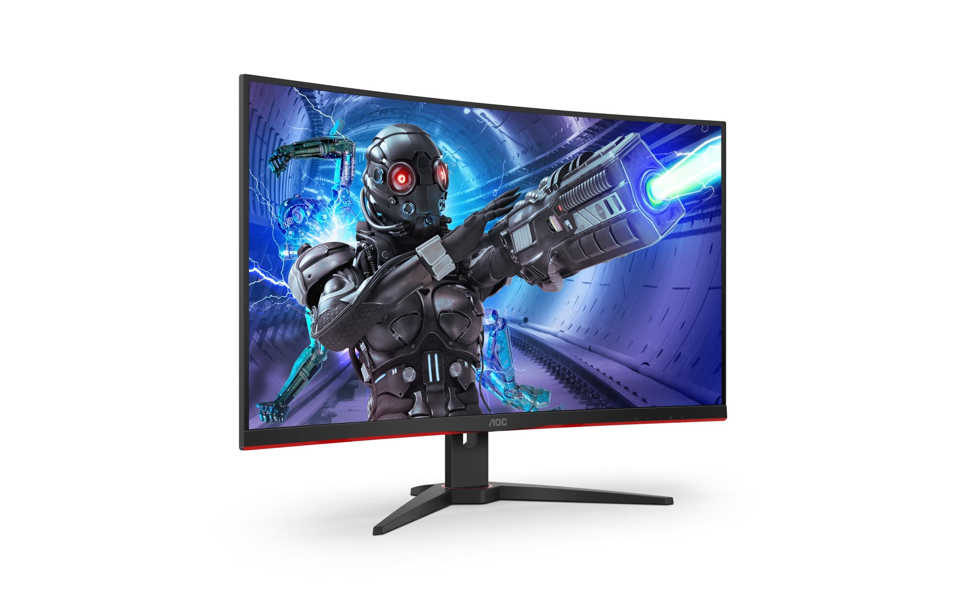 AOC C32G2ZE/BK – Monitor, 31,5", VA, 240 Hz, 300 cd/m², Gebogen, FreeSync, VESA 100 × 100, Rot