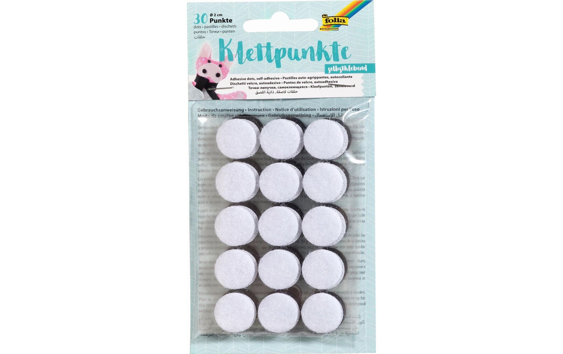 Folia Klettpunkte – Ø 20 mm, farbig sortiert, 30 Stück