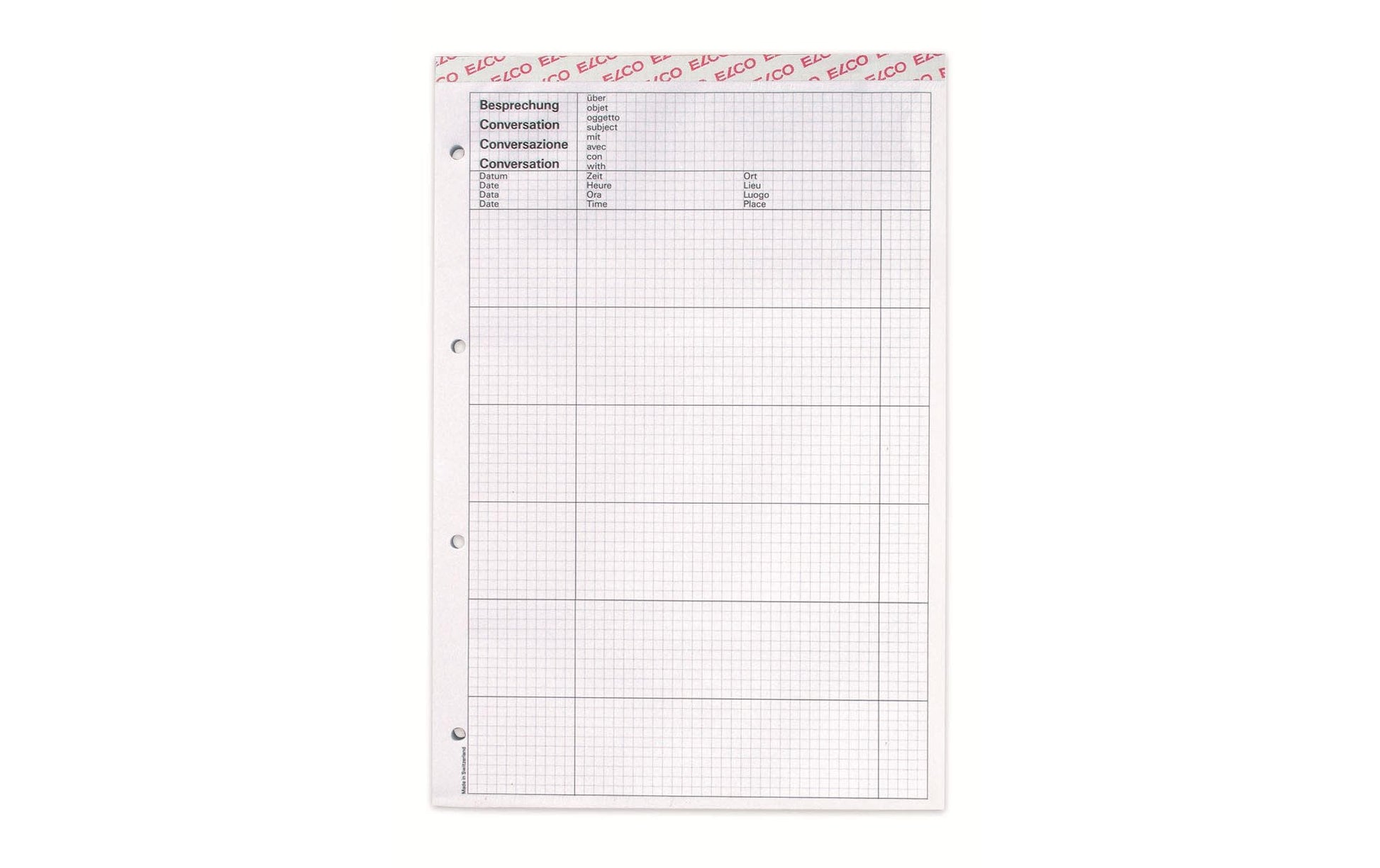 Elco Notizblock A4, kariert, 80 Blatt, perforiert, 80 g/m² – weiss