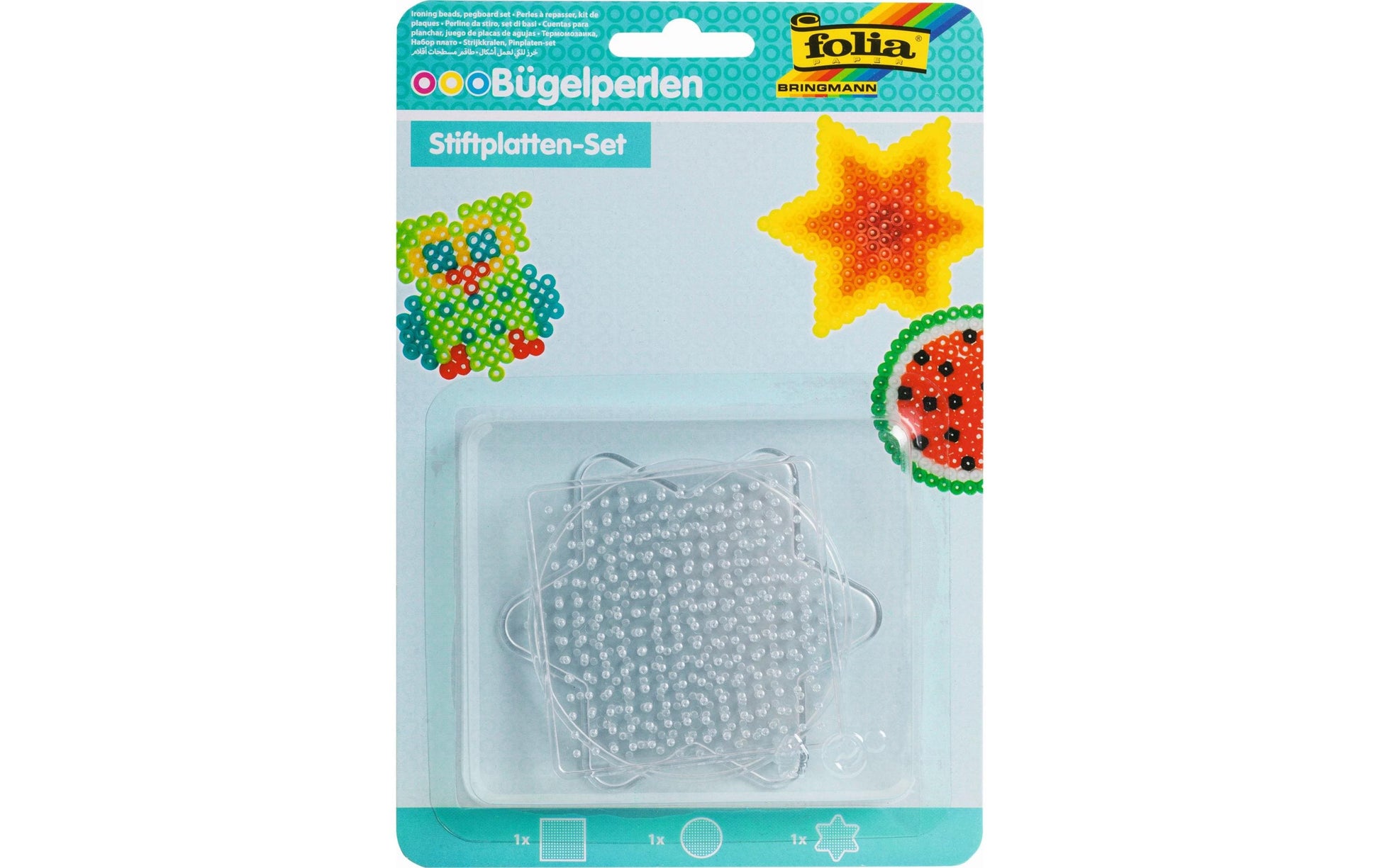 Folia Bügelperlen Stifteplatten – 3 Stück – transparent