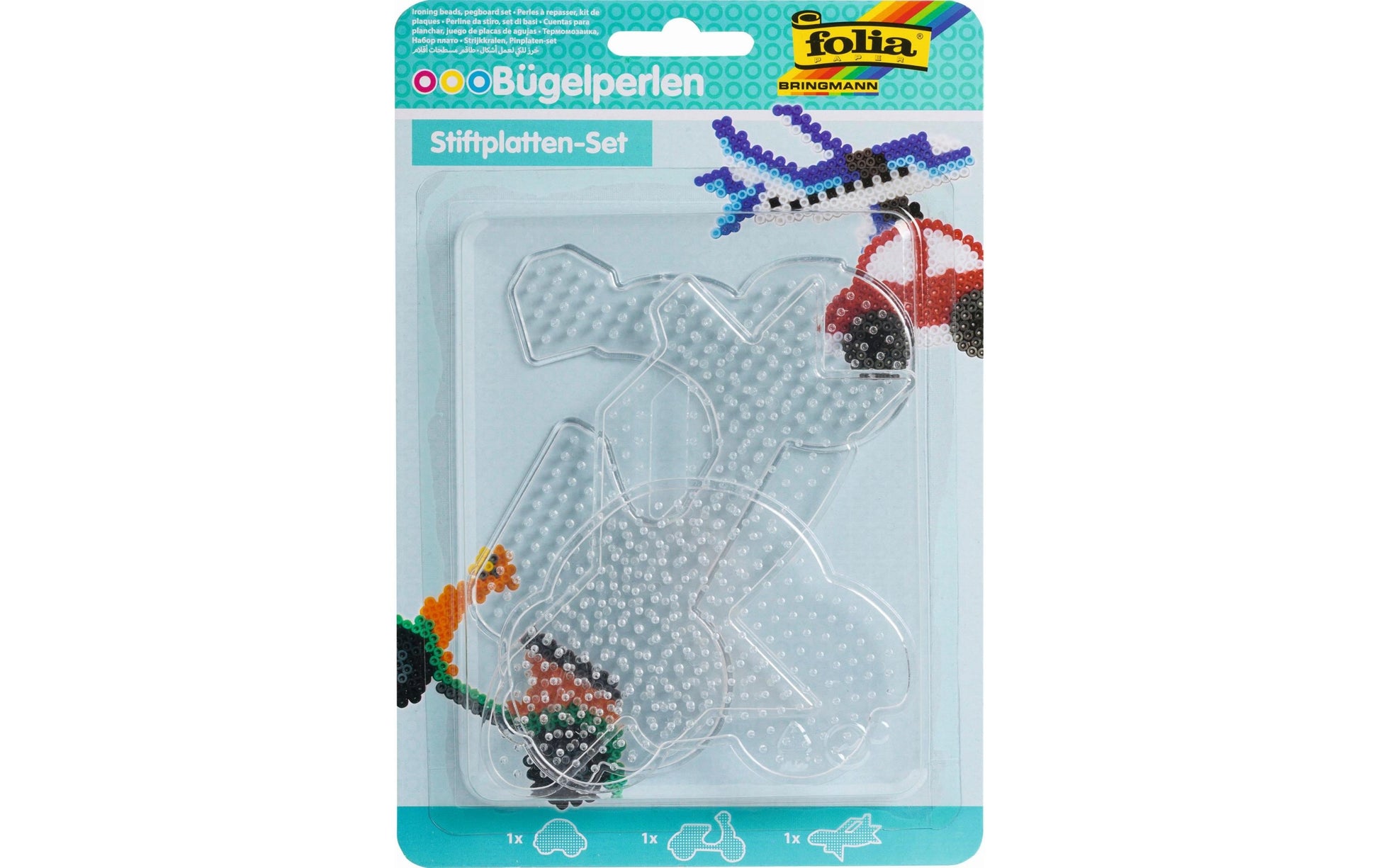 Folia Bügelperlen Stifteplatten – 3 Stück – transparent