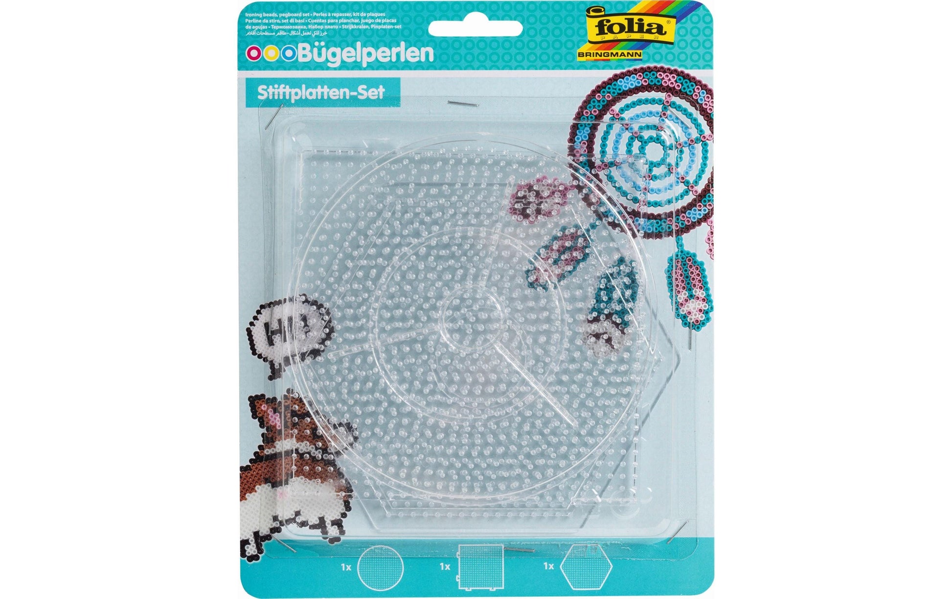 Folia Bügelperlen Stifteplatten – 3 Stück – transparent