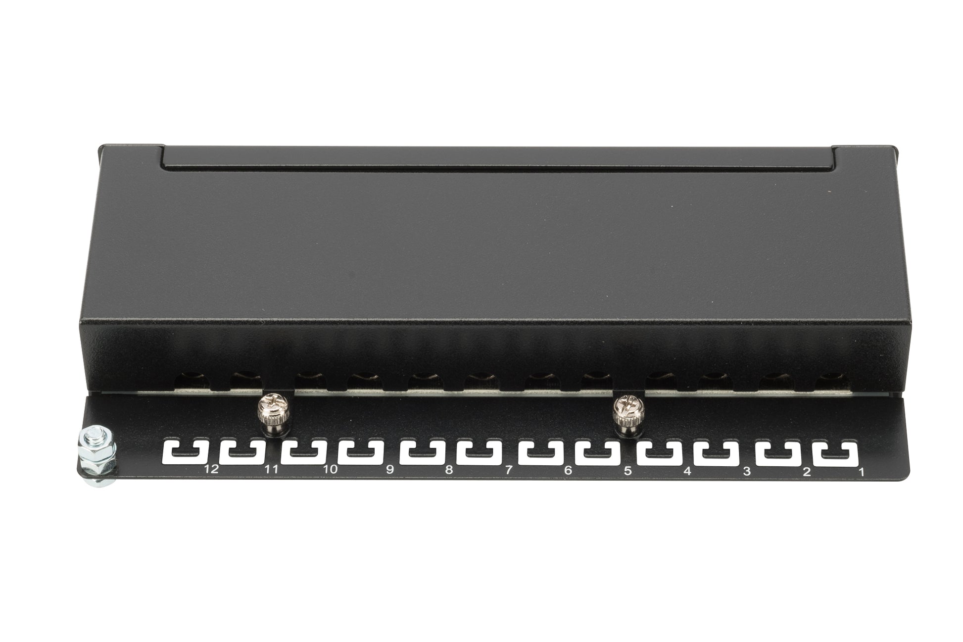 Digitus DESKTCAT6A – Patchpanel, geschirmt, 12× RJ-45, Cat-6A, 10 Gbit/s, Desktop, Schwarz