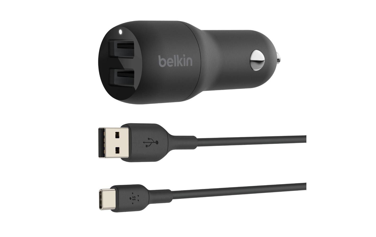 Belkin Ladegerät – 24 W, 2× USB-A, mit 1 m USB-C-Kabel