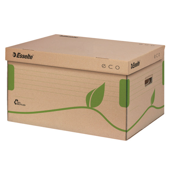 Esselte Eco Archivschachtel – für A4+, B 345 × H 242 × T 439 mm, braun/grün, Karton, 10 Stück