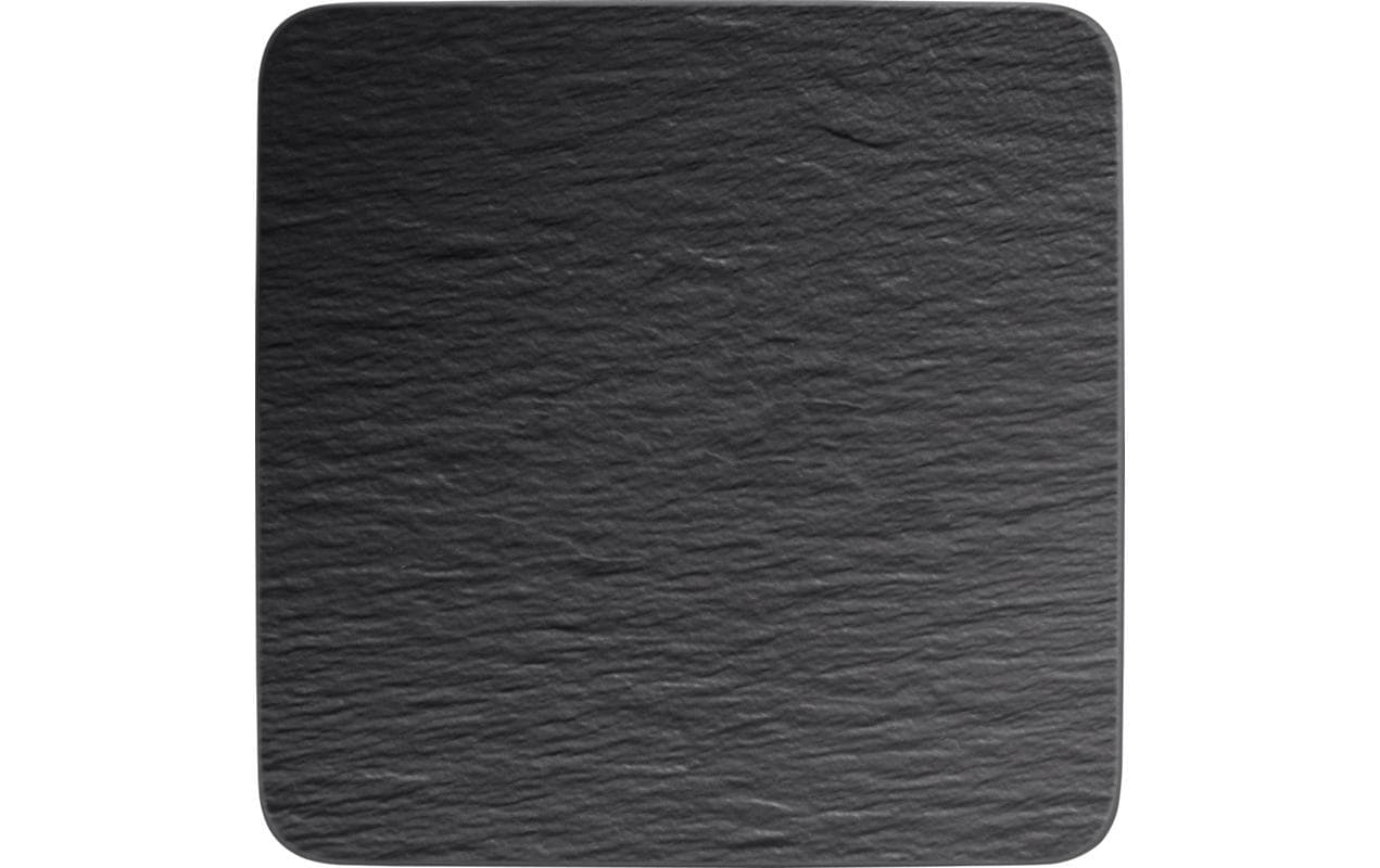 Villeroy & Boch Servierplatte Manufacture Rock – 32,5 × 32,5 × 1,5 cm, Porzellan, Schwarz, spülmaschinenfest