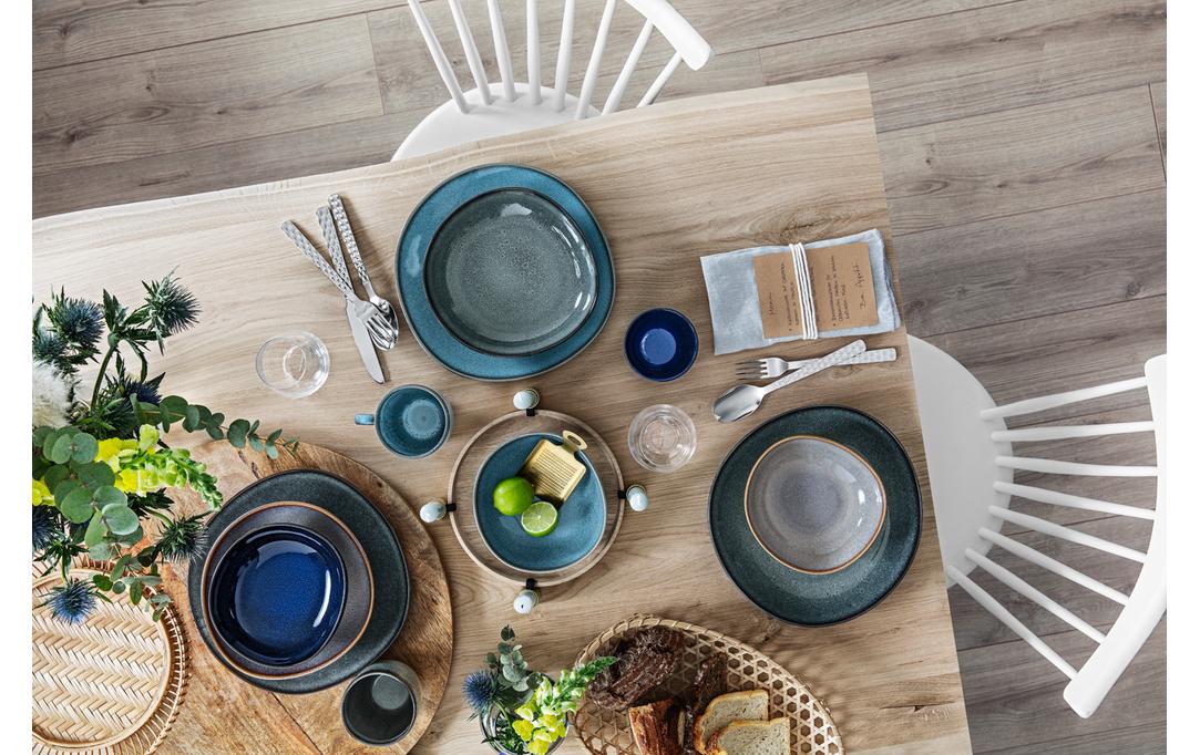 Villeroy & Boch Speiseteller – Steingut, türkis, spülmaschinenfest, mikrowellenfest, 6er Set