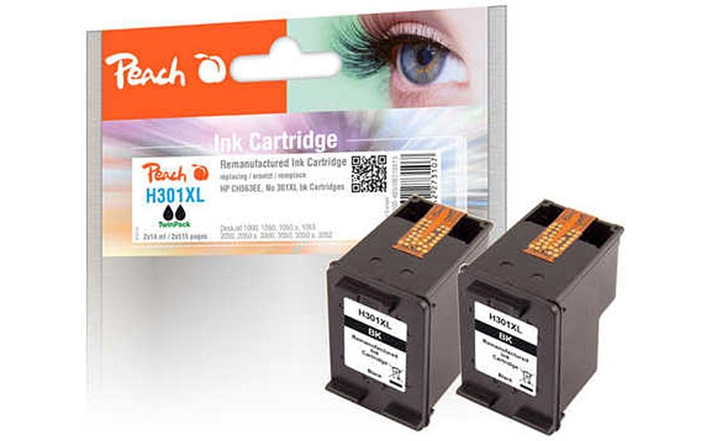 Peach 301XL Tintenpatronen-Multipack, Schwarz, 2er-Set (Kompatibel) – für HP DeskJet, Envy, OfficeJet …
