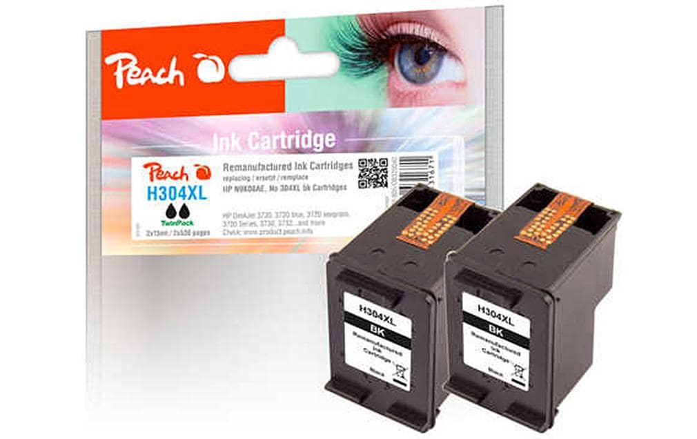 Peach 304XL Tintenpatronen-Multipack, Schwarz (Kompatibel) – für HP DeskJet 3720/3730/3750 …