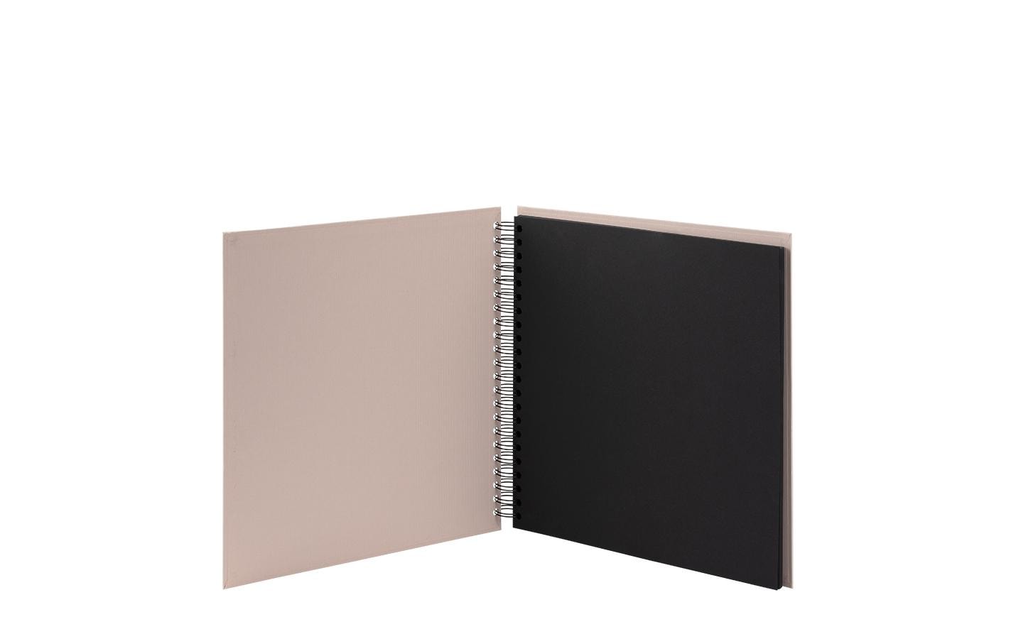 Rössler Fotobuch, Spiralbindung, 60 schwarze Seiten, 29 × 29 cm, Karton, Altrosa