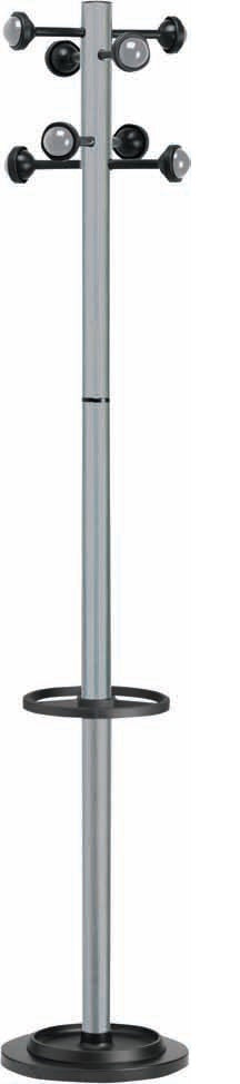 Unilux Accueil Garderobenständer mit Schirmhalter – Metall – Silber – 1'750 mm