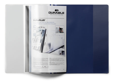 Durable Schnellhefter – A4, Kunststoff, Dunkelblau, Sichttasche, Beschriftungsfeld