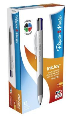 Papermate Inkjoy Quatro Multifunktions-Kugelschreiber – 4 Farben (Schwarz/Blau/Grün/Rot), Druck, nachfüllbar
