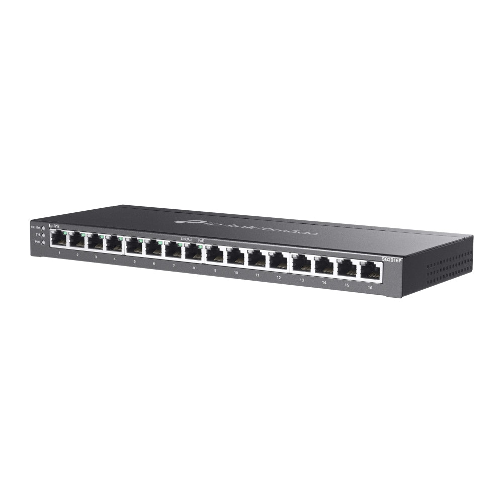 TP-Link SG2016P – Managed Switch – 16×GbE, L2/L2+, PoE+ 120 W, 19" Rack
