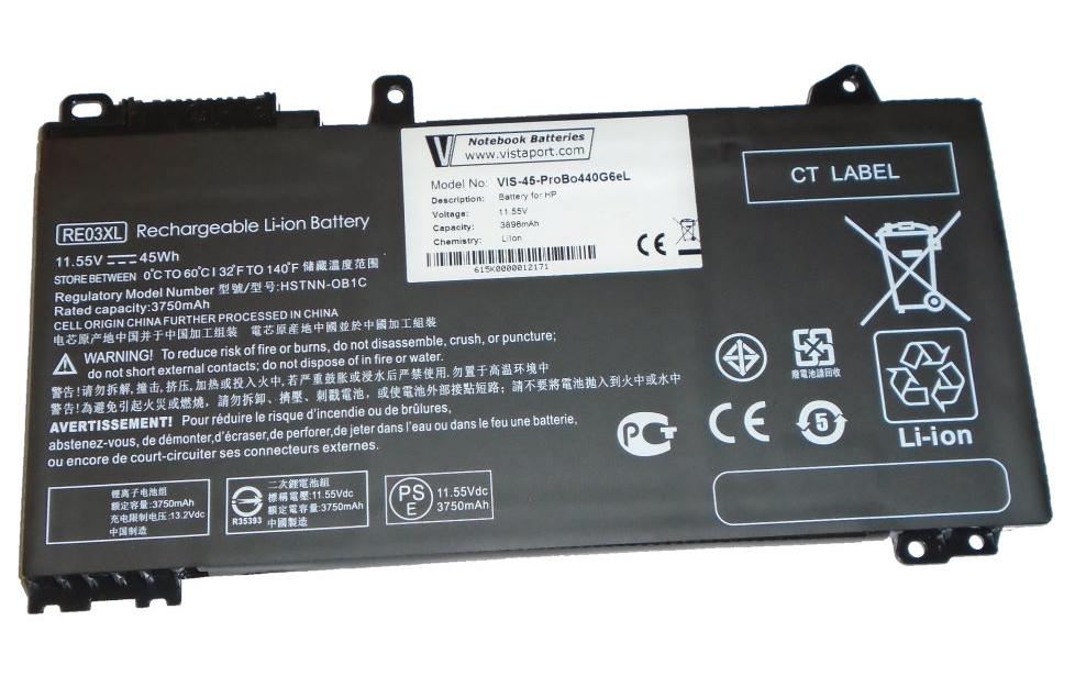 Vistaport Notebook-Akku – für HP ProBook 4430/440/450/455R (G6/G7) – 45 Wh, 11,55 V (3 Zellen)
