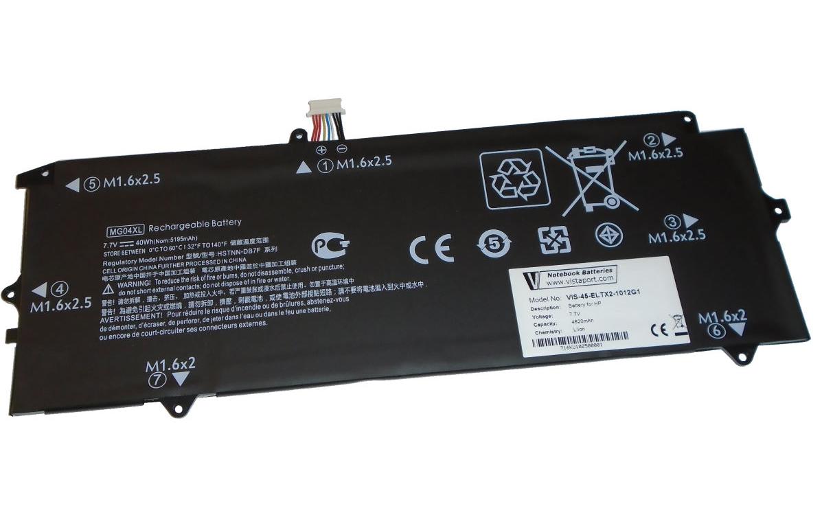 Vistaport Notebook-Akku – für HP Elite X2 1012 G1 – 40 Wh, 7,7 V (4 Zellen) – Schwarz