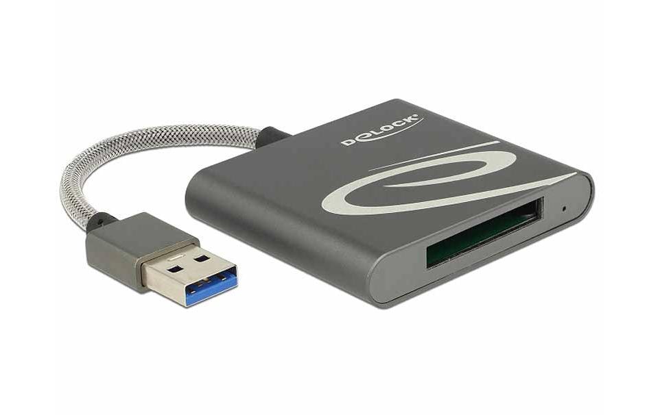 DeLOCK USB-Kartenleser – XQD 2.0 – USB 3.2 Gen 1 (5 Gbit/s) – 0,8 m – Aluminiumgehäuse – Grau