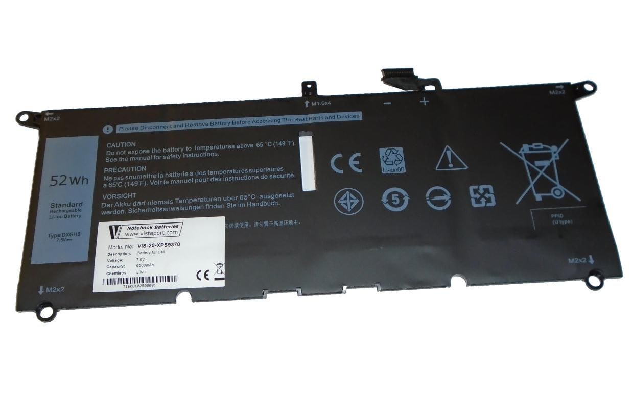 Vistaport Notebook-Akku – für Dell XPS 13 9370/930, Inspiron 7490, Latitude 3301 – 49 Wh, 4 Zellen – Schwarz
