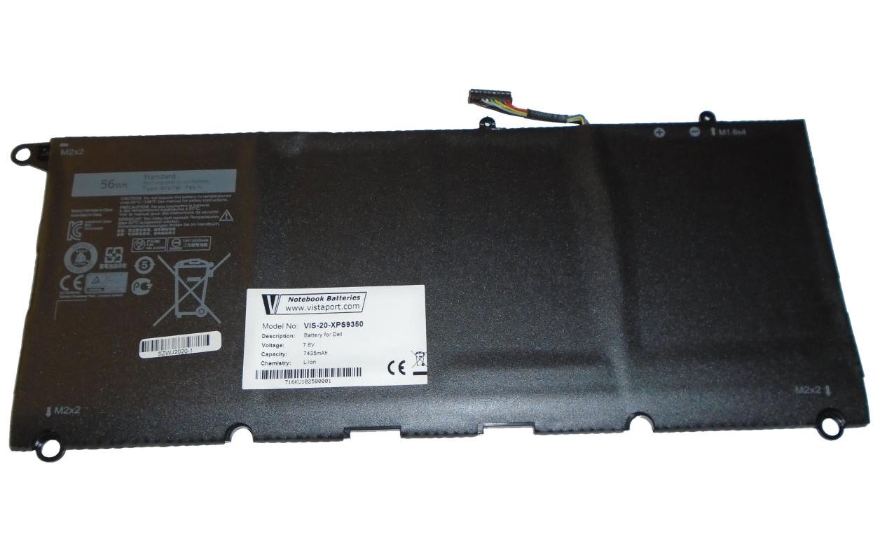 Vistaport Notebook-Akku – für Dell XPS 13 (9350) – 56 Wh, 7,6 V (4 Zellen) – Schwarz
