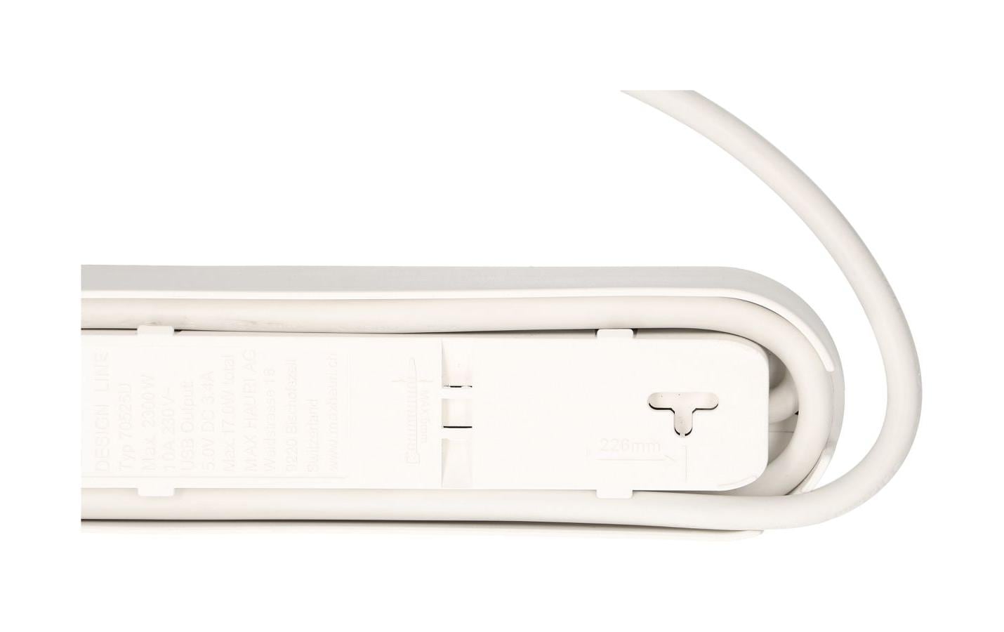 Max Hauri AG Max Hauri Design Line Steckdosenleiste, 6×T13, mit Schalter, 2,2 m, Eingang T13 – weiss