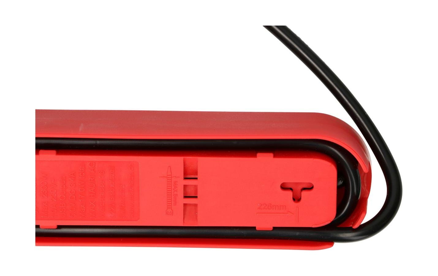 Max Hauri AG Max Hauri Design Line Steckdosenleiste, 6×T13, mit Schalter, 2,2 m, Eingang T13, Überstromschutz – Rot