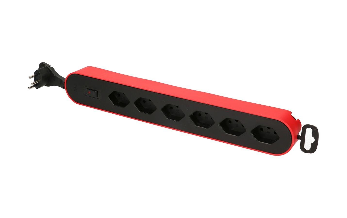 Max Hauri AG Max Hauri Design Line Steckdosenleiste, 6×T13, mit Schalter, 2,2 m, Eingang T13, Überstromschutz – Rot