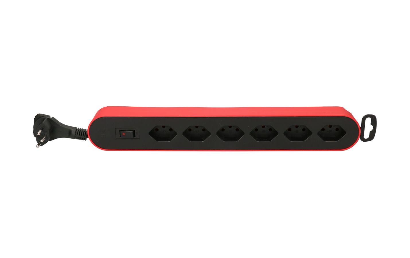 Max Hauri AG Max Hauri Design Line Steckdosenleiste, 6×T13, mit Schalter, 2,2 m, Eingang T13, Überstromschutz – Rot