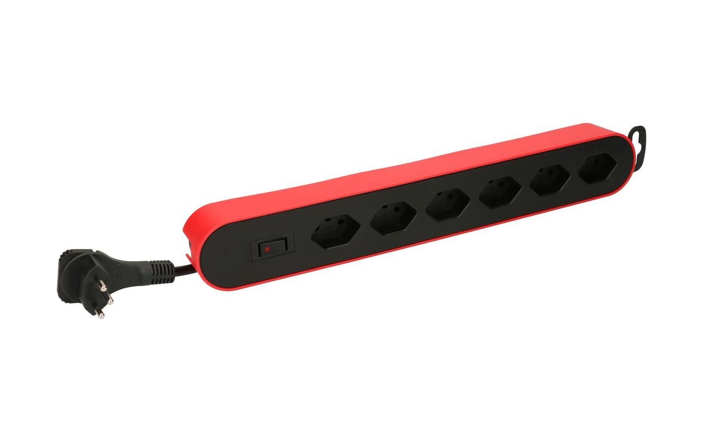 Max Hauri AG Max Hauri Design Line Steckdosenleiste, 6×T13, mit Schalter, 2,2 m, Eingang T13, Überstromschutz – Rot