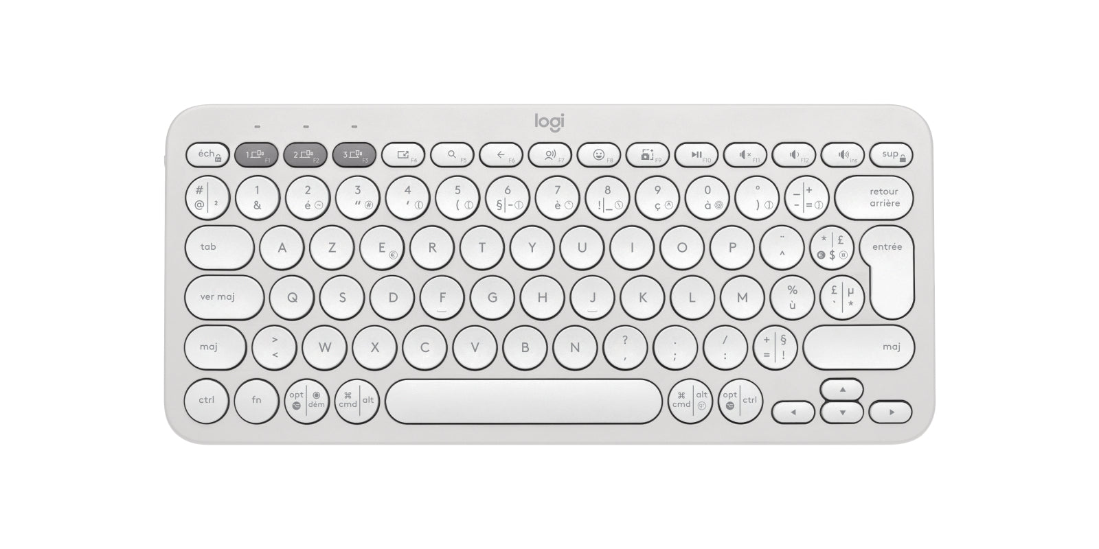 Logitech Pebble Keys 2 K380s – Tastatur (Mini) – Schere – Bluetooth & 2,4 GHz (Logi Bolt) – AZERTY (FR)