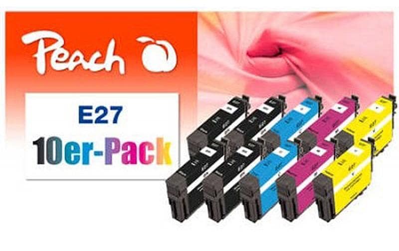 Peach Epson 27 Tintenpatronen-Multipack, CMYK, 10er-Pack, kompatibel – für Epson WorkForce WF-3600 Serie und andere