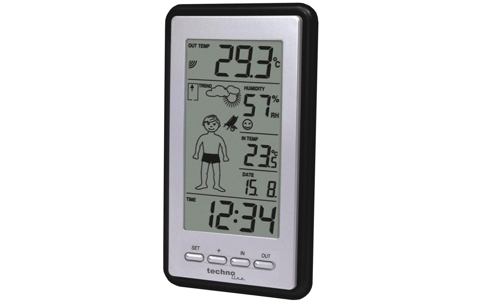 Technoline WS 9632 IT – Wetterstation, innen/aussen, inkl. Aussensensor, DCF-Funkuhr – Silber
