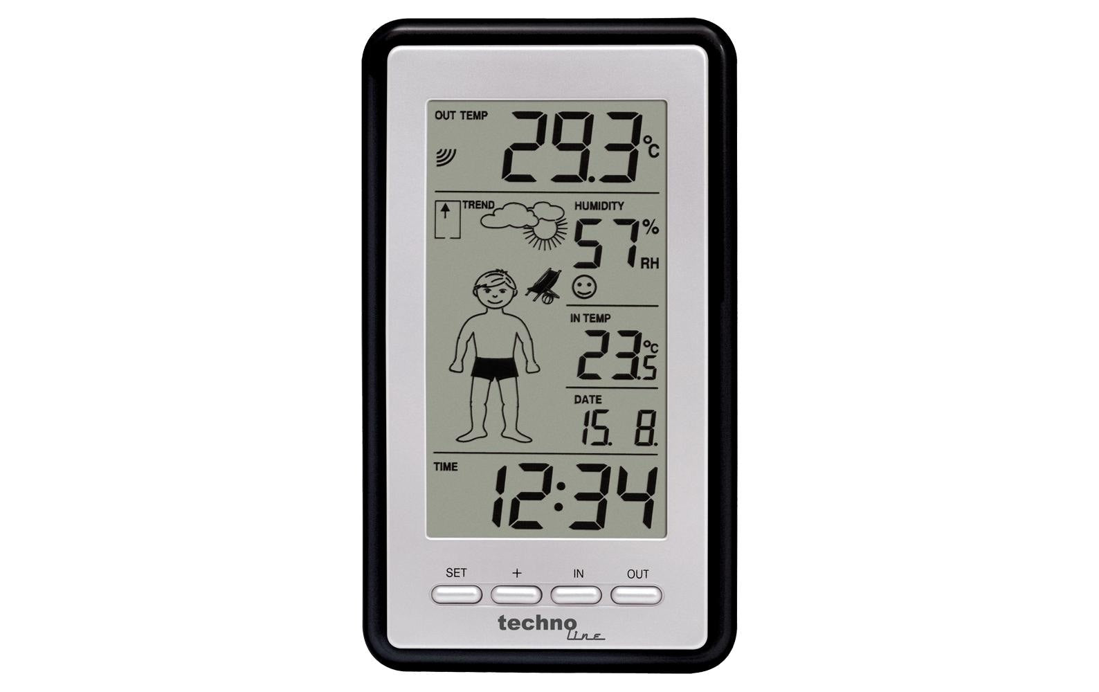 Technoline WS 9632 IT – Wetterstation, innen/aussen, inkl. Aussensensor, DCF-Funkuhr – Silber