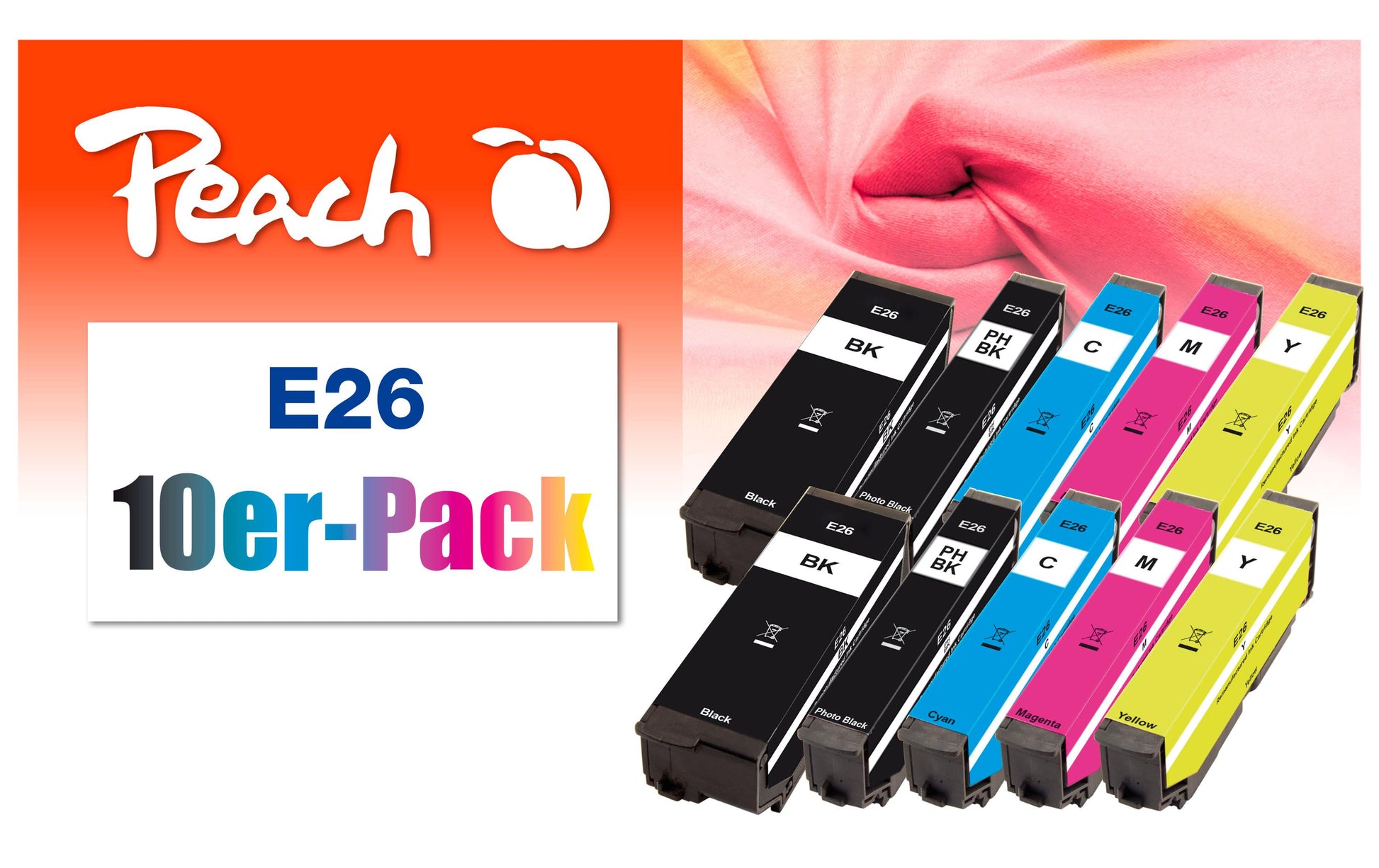 Peach Tintenpatronen-Multipack Nr. 26, 10er-Pack, kompatibel – für Epson XP-510, XP-520, XP-600 und andere