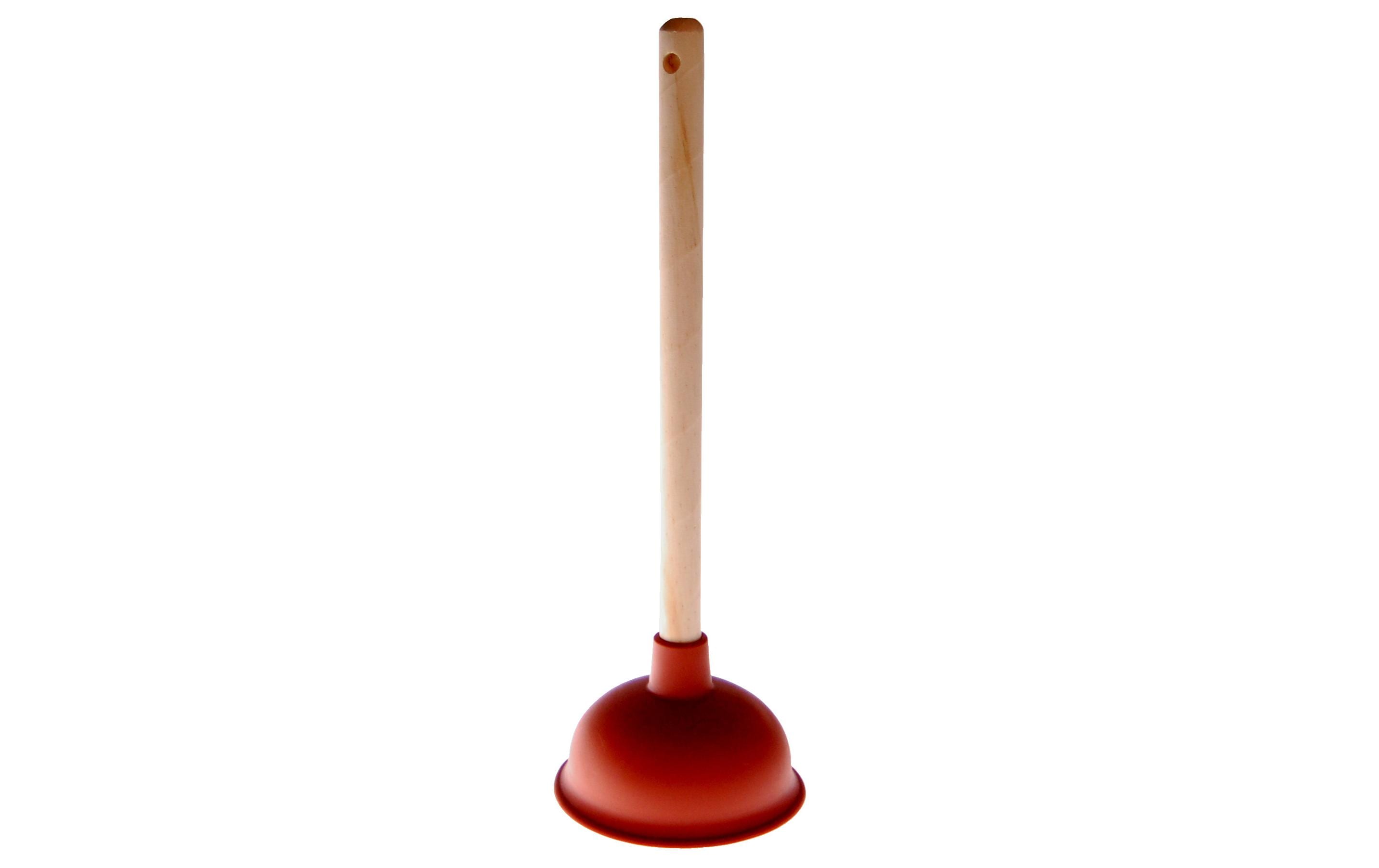 Edi clean Saugglocke – mit Holzstiel, rot, für Badewanne