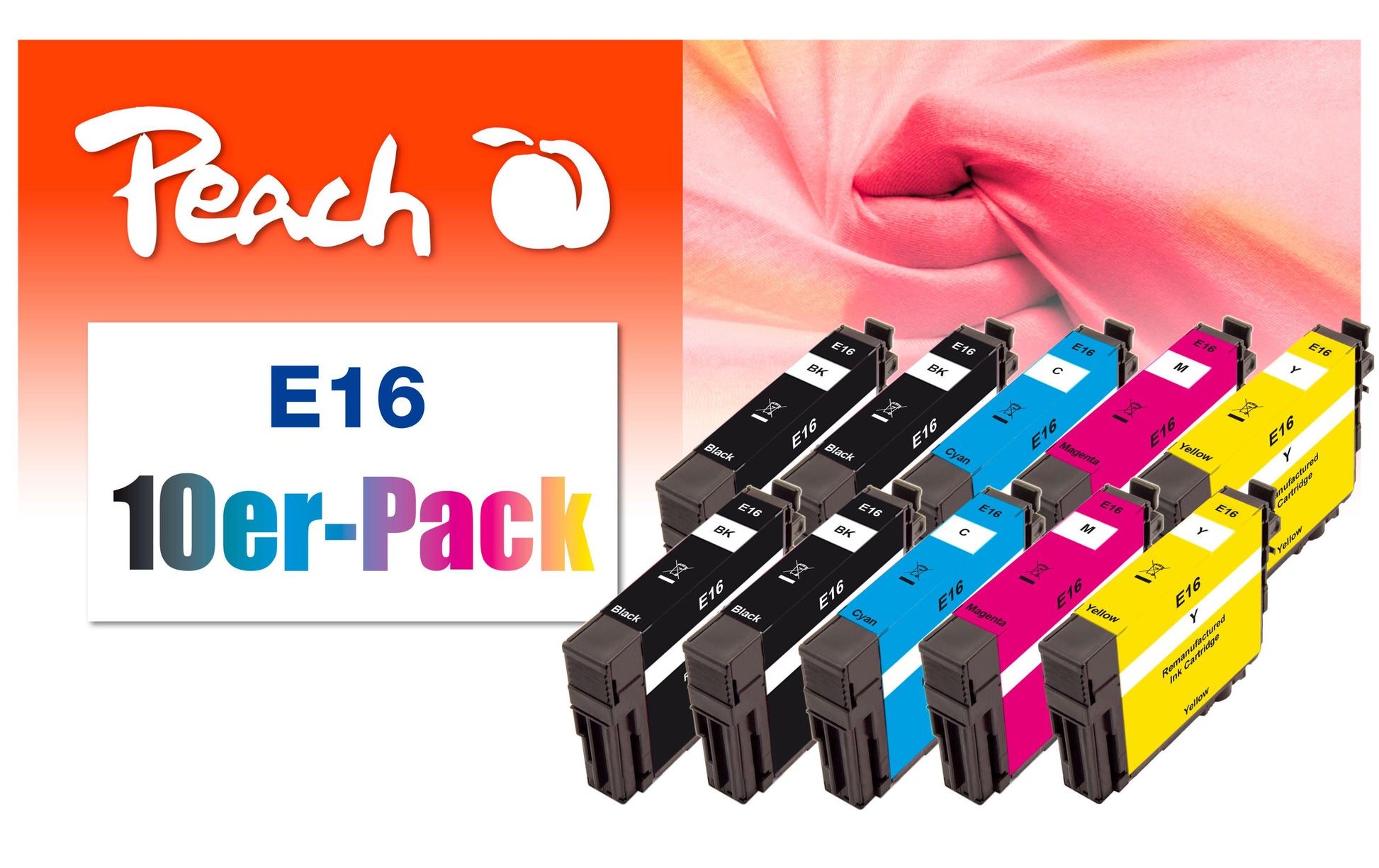 Peach Tintenpatronen-Multipack Nr. 16, 10er-Pack, kompatibel – für Epson WorkForce WF-2500 Serie und andere