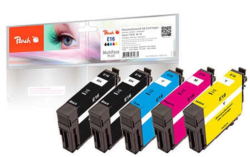 Peach Tintenpatronen-Multipack Nr. 16, CMYK, 5er-Pack, kompatibel – für Epson WF-2510, WF-2520, WF-2540
