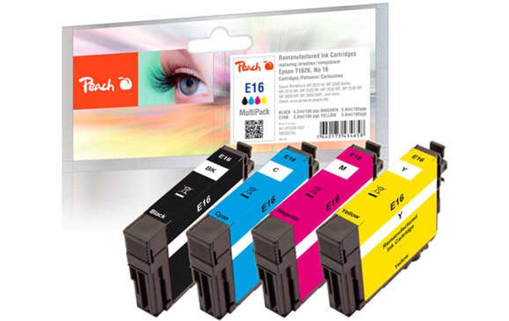 Peach Tintenpatronen-Multipack T1626/No16, 4er-Pack, kompatibel – für Epson WF-2010 W, 2500 Serie und andere