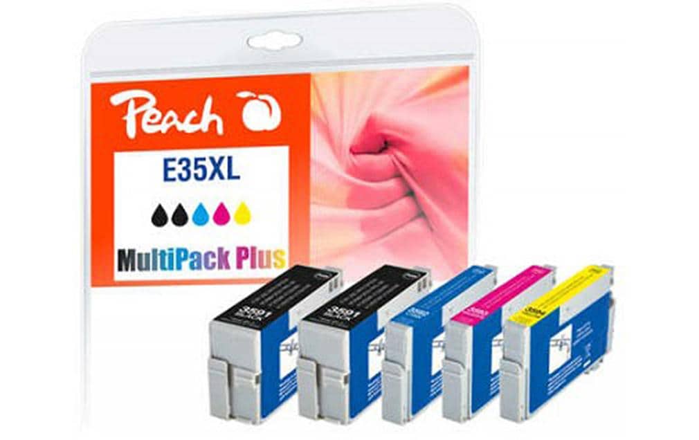 Peach Tintenpatronen-Multipack 35XL, CMYK, XL, 5er-Pack, kompatibel – für Epson WF-4720, WF-4725, WF-4740 und andere