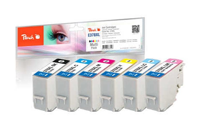 Peach Tintenpatronen-Multipack T3798/No378XL, 6×13 ml, kompatibel – für Epson XP-8000, XP-8005, XP-8500 und andere