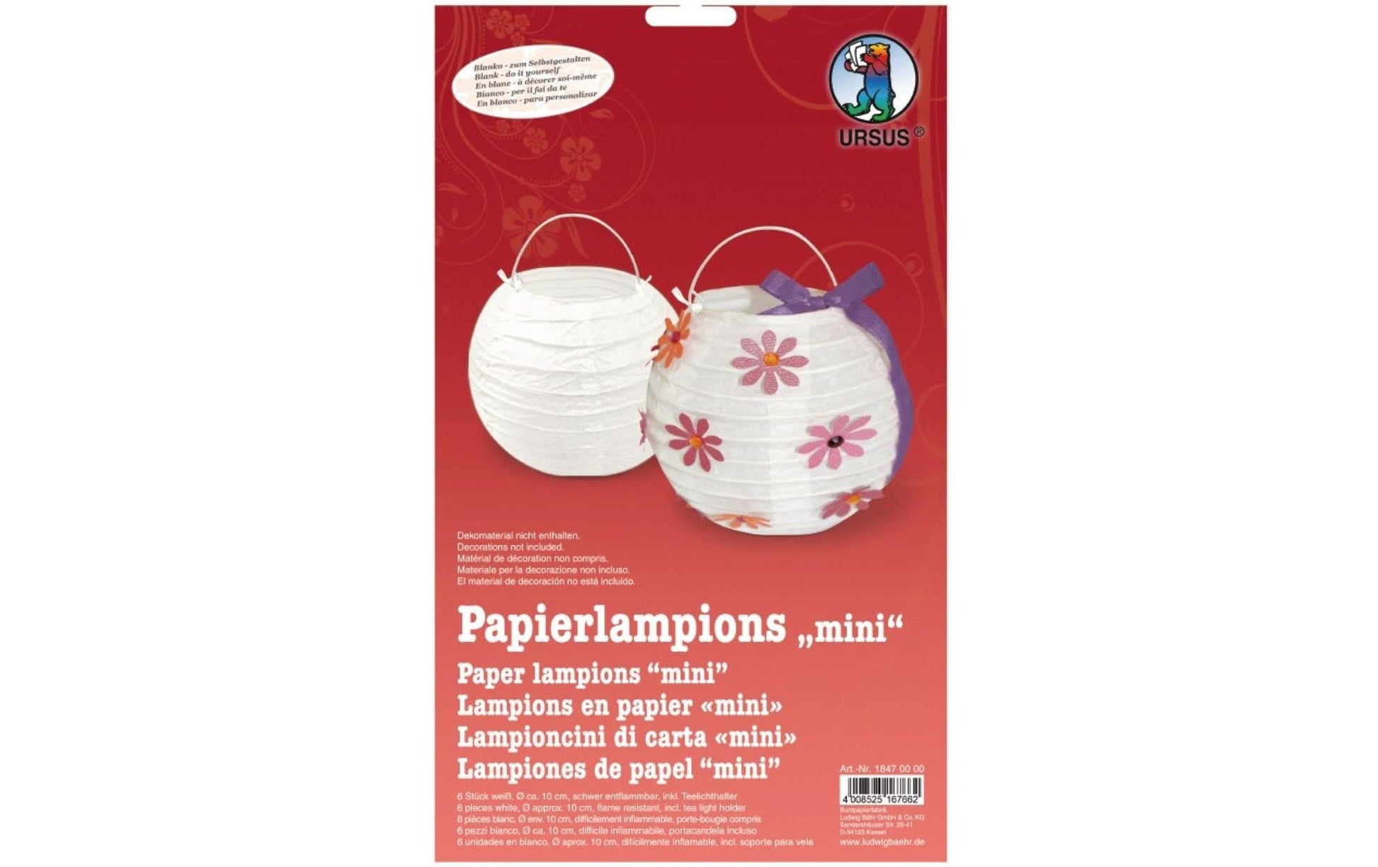 URSUS Papierlaternen – Weiss – Ø 10 cm – Papier – 6 Stk