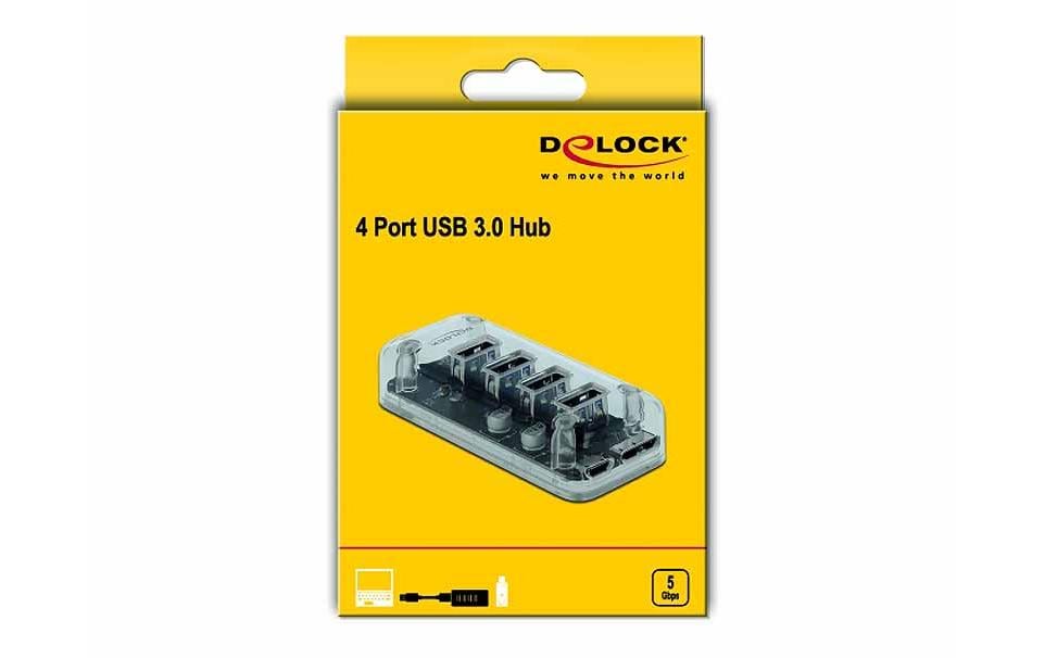 DeLOCK 64087 USB-Hub – USB 3.0, 4× USB-A
